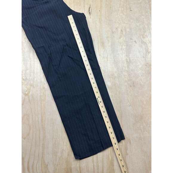 Ralph Lauren Pinstripe Pants Sz 12 Navy Lined Rayon Wool Blend Academia Career - Picture 4 of 6